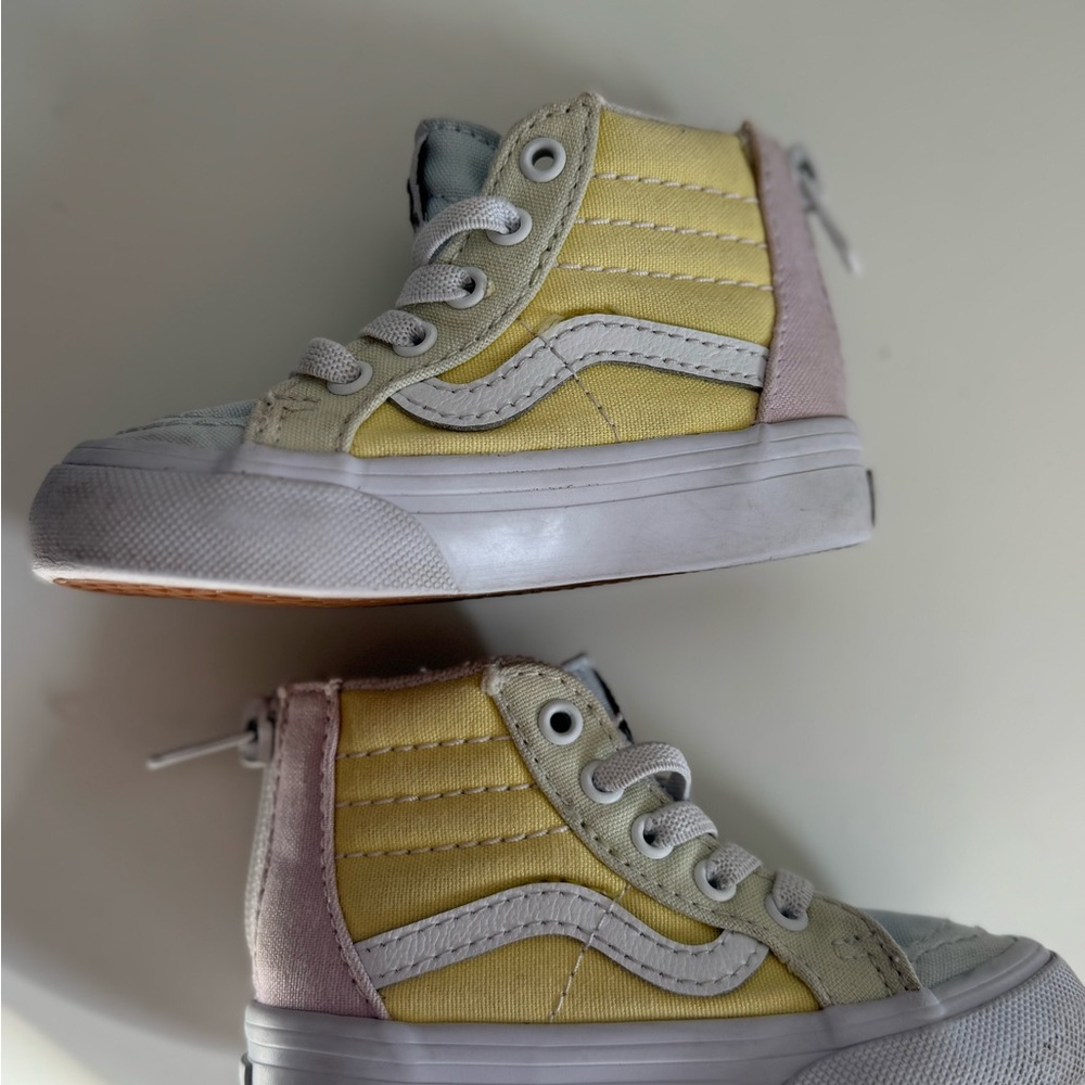 Vans Kids High-Top Sneakers - Yellow, Gray, and Pink